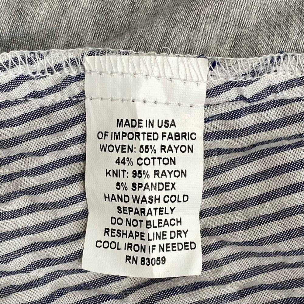 Anthro Drew Striped Top Womens Size S Blue Gray Crinkle Front Knit Back - Picture 14 of 15